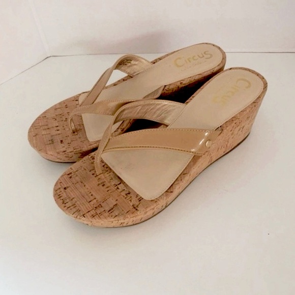 Circus Sam Edelman Raquel cork wedge platform heels sandals nude 10 M - Picture 9 of 12